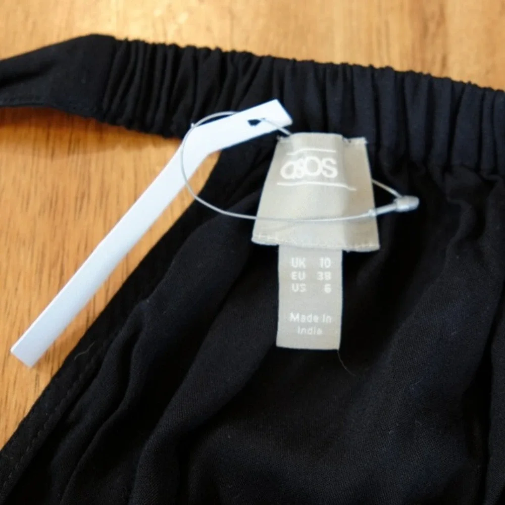 NWT ASOS Romper Sz 6‎ Black Bandeau Tie Open Back Strapless Beach Coverup Retro - Picture 6 of 10